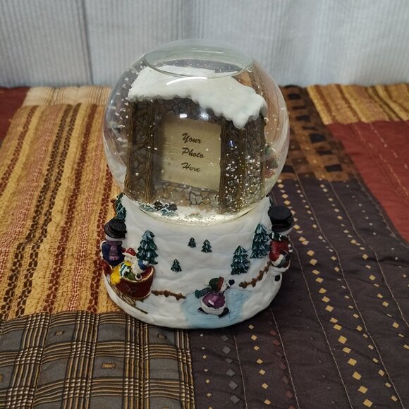 Snow Globe Photo Insert Snowman Winter Wonderland Plays "Let It Snow" See Video - Picture 7 of 10